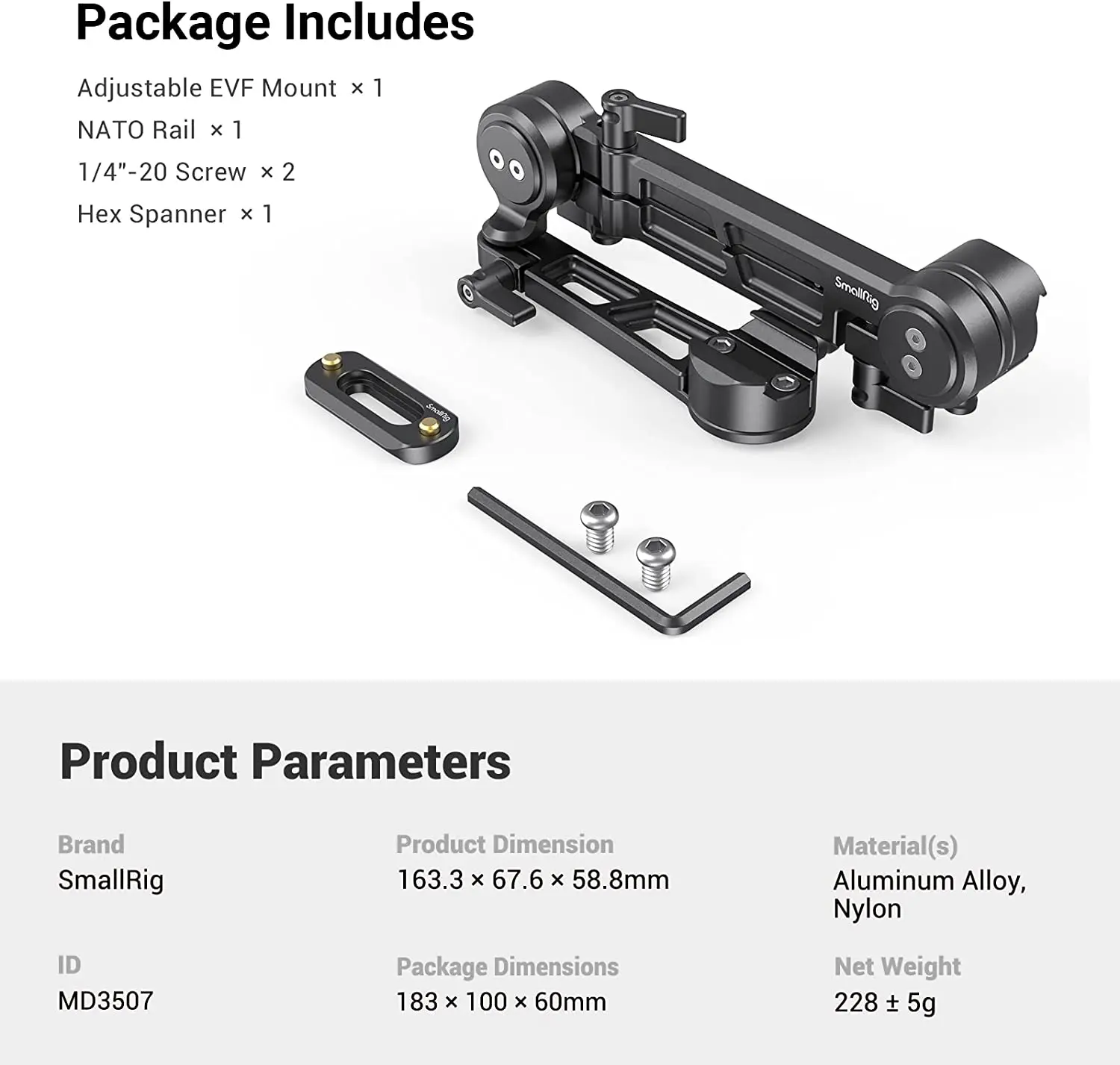 Регулируема Закопчалка SmallRig EVF С клипс NATO Поддържа Монитори Sony, Nikon, Canon, Универсални Аксесоари за фотоапарати MD3507