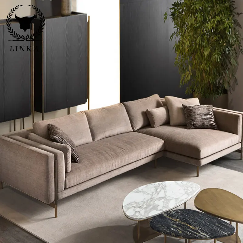 Италиански стил, с лек луксозен стил, благородна минималистичная начална дневна трима с филтър диван-шезлонг
