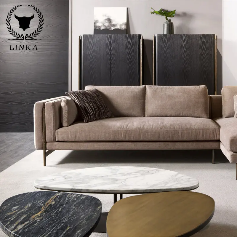 Италиански стил, с лек луксозен стил, благородна минималистичная начална дневна трима с филтър диван-шезлонг