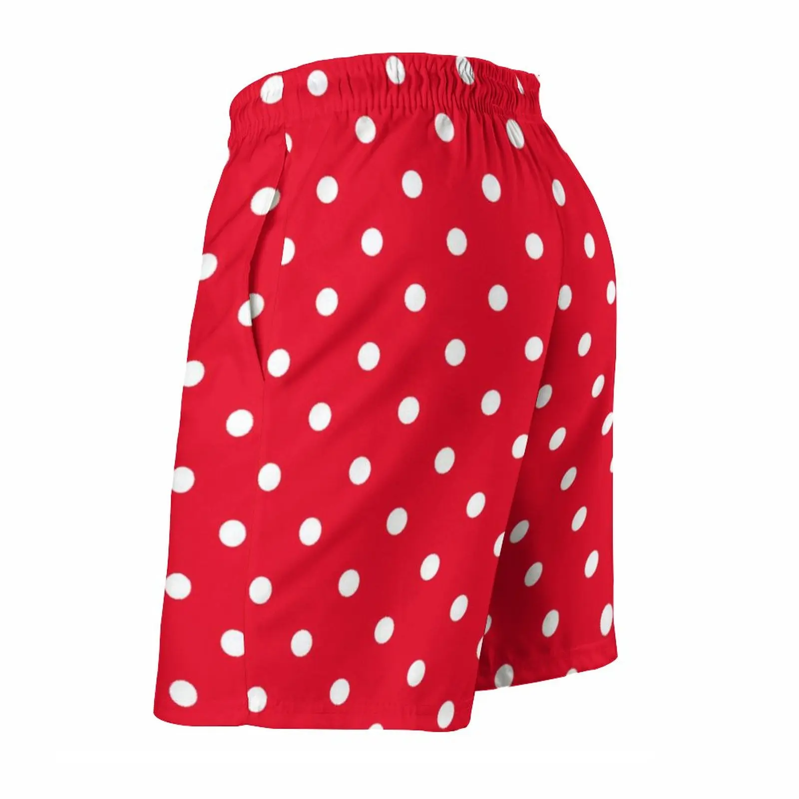 Плажни Къси Панталони В Червено-Бяло Грах Модни Плажни Бански На Точки Забелязан Кръг Бързосъхнеща Спортни Дрехи Плюс Размер Плажни Къси Панталони
