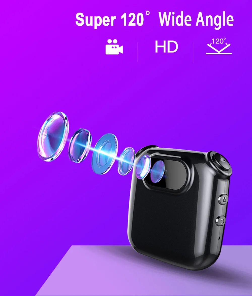 Мини камера V9 1080P Преносим Скоба за Колиета Cam Dispaly Screen Аудио Видео Глас Фоторегистратор Loop Smart Recording Камери