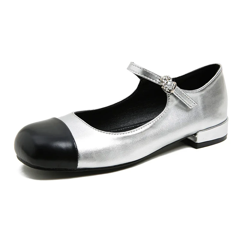 Обувките Мери Джейн върху плоска подметка от мека кожа, с кръгли пръсти, дамски обувки-лодка Zapatos De Mujer в тон.