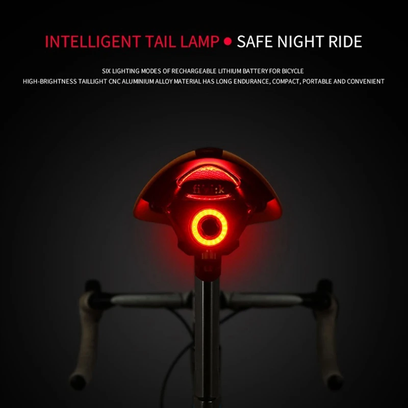 Задна светлина на Велосипеда, Интелигентен Сензор за спирачки отзад Предупредителен фенер на Велосипедни задните светлини USB Зареждане Задна светлина каране на велосипед
