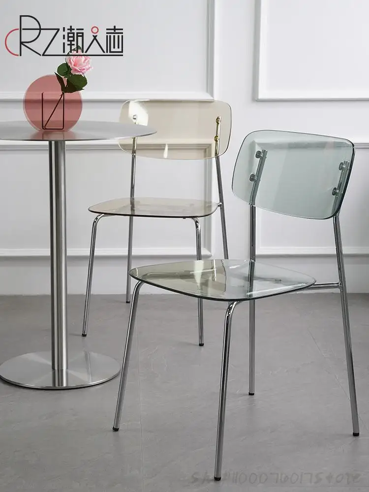 Скандинавски прозрачна маса за хранене, стол с облегалка, домашен прост модерен акрилни масата за преговори и стол, мрежест червен стол за грим ins