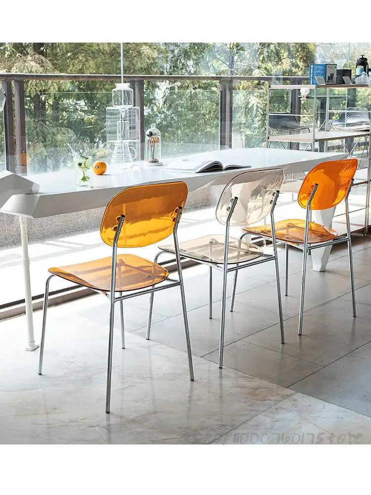 Скандинавски прозрачна маса за хранене, стол с облегалка, домашен прост модерен акрилни масата за преговори и стол, мрежест червен стол за грим ins