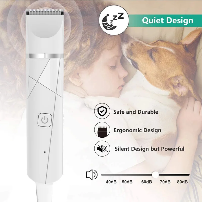 Професионална Тиха Машина за подстригване на козината на котки и кучета, Острилка за нокти, с Устройство за отстраняване на козината на краката на животните, USB-Акумулаторна машина за подстригване на домашни любимци